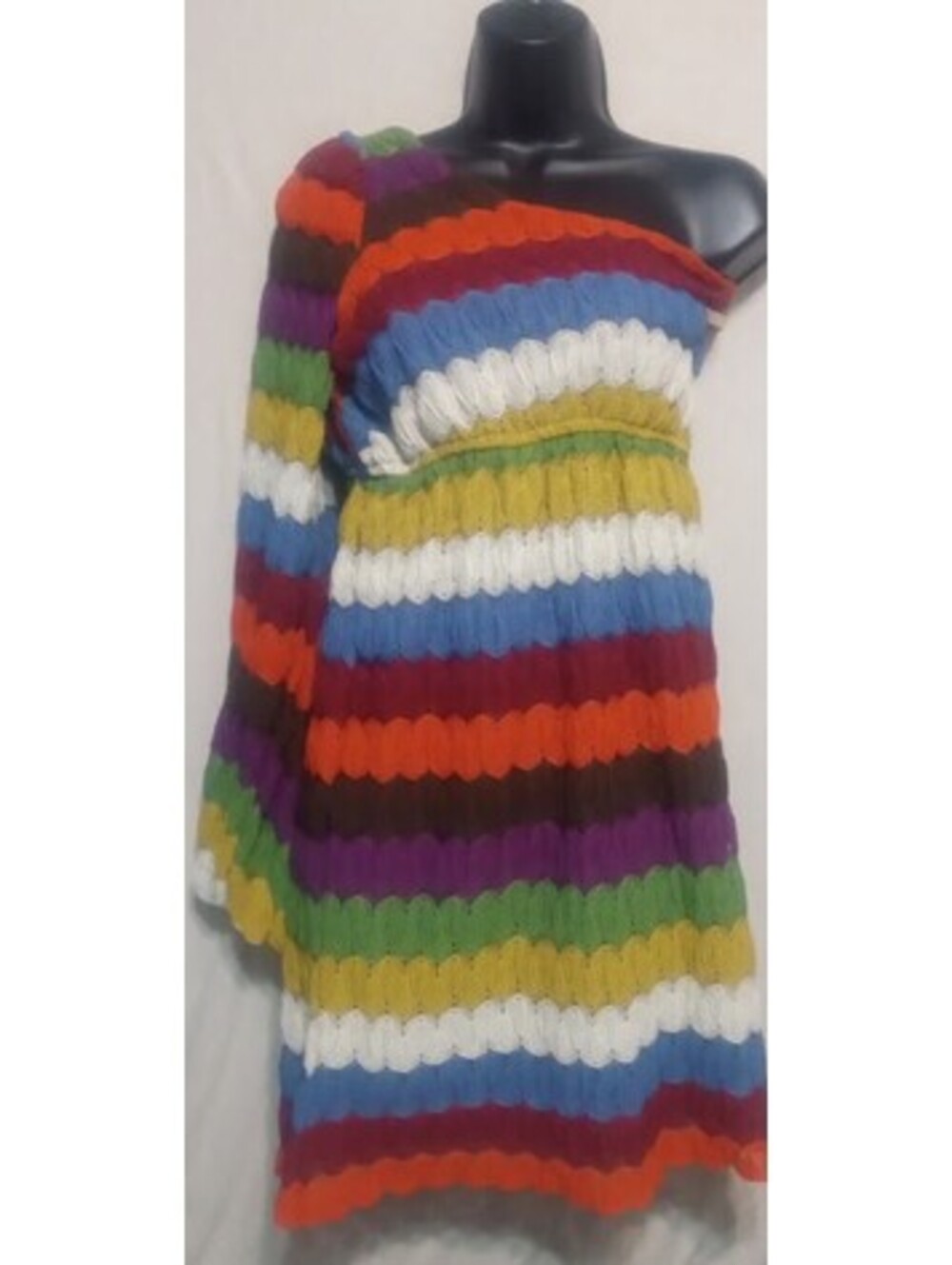 Judith March One‑Shoulder Shellstitch Dress Size Large Modern Retro